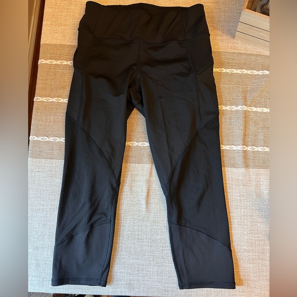 Mesh high impact workout capris, black from Athleta